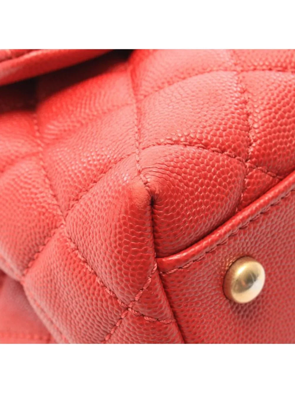 Chanel Handbag Coco Handle 29 Top Flap Bag Quilted Red Caviar Leather 2-Way